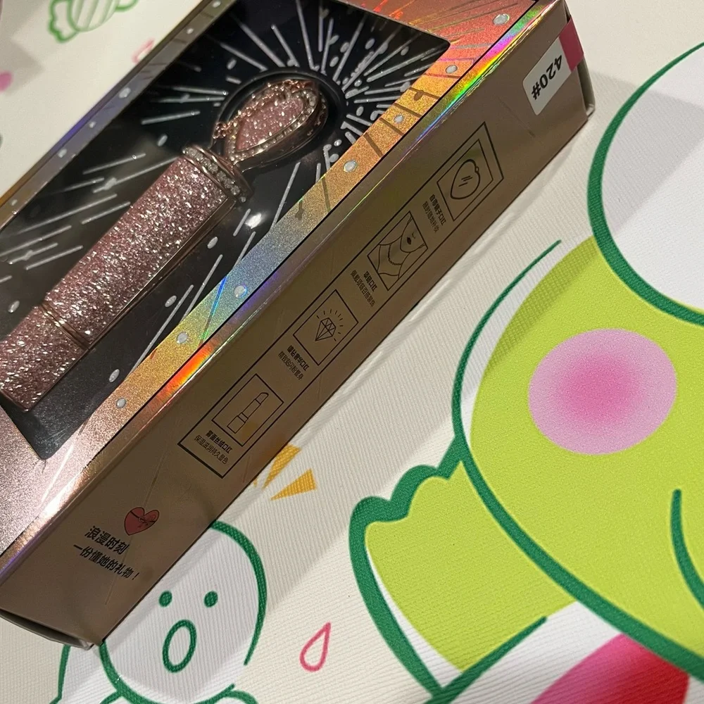 Red Lipstick in a Glittery Pink Tube with a Mirror Heart on Top - NIB - Picture 5 of 16